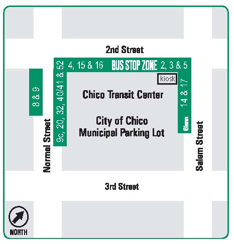 Chico Transit Center Bus Stop Locations