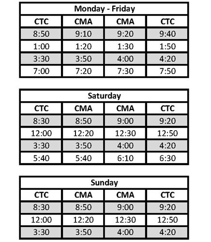 Homeless Route Schedule