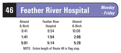 Schedule for Route 46